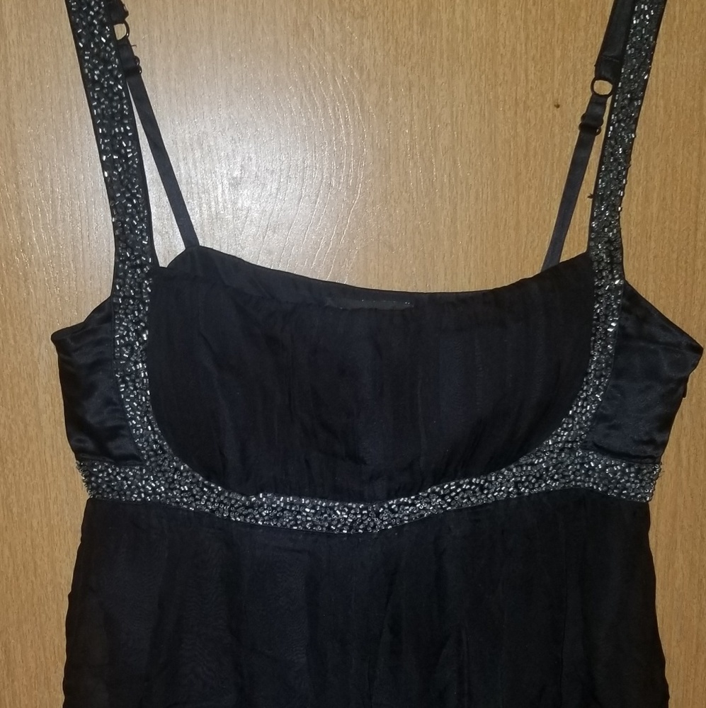 Bebe womens silk black beaded small tank